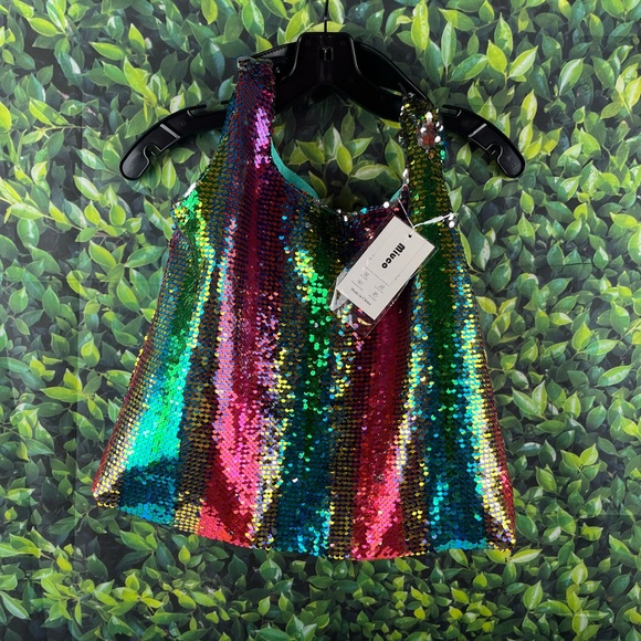 Miuco Women Lined Rainbow Sequence Hobo  Bag High Quality - Picture 2 of 12